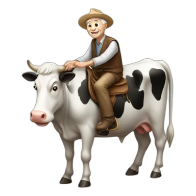old man on a cow sticker