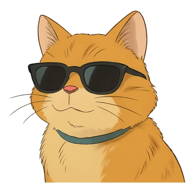 ghibli style cat wearing sunglasses sticker