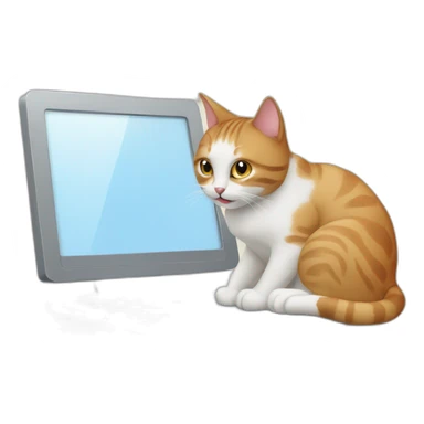 cat typing on pc sticker