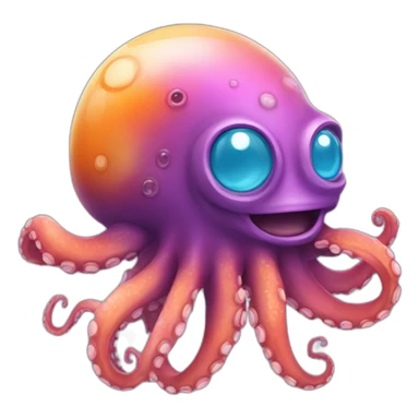 A smiling octopus spaceship sticker