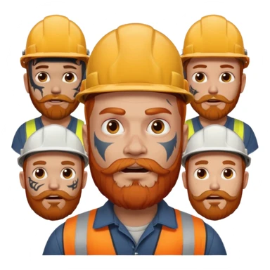 construction worker with beard, ginger haired and lot of face tattoos scary looking sticker