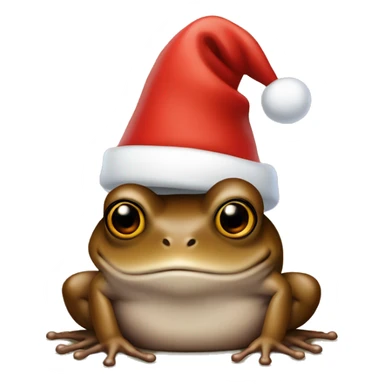 Little brown frog wearing Santa’s hat sticker