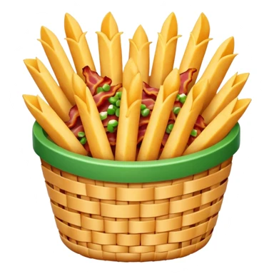 Basket of Cheesy fries with bacon and green onion sticker