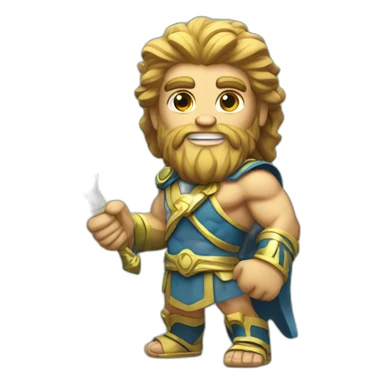 zeus with lighning bolt in hand sticker