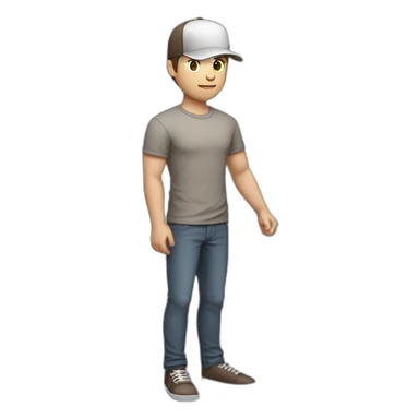 Pale skinned fit Man with dark brown hair in a light gray cap, dark brown jeans, brown polo and white T-shirt keeping a pasted with tape white box into his hands sticker