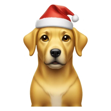Yellow dog with christmas hat sticker