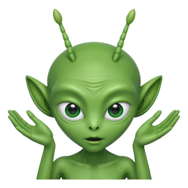 Alien with a bow on the head and hands both sides next to the face ￼￼ sticker