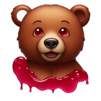 Bear drenched in cherry juice, smirk, red eyes sticker