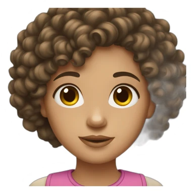 brunnette girl with curly hair sticker