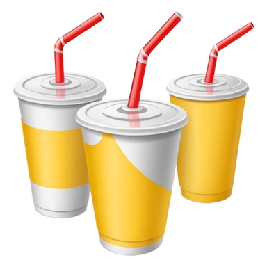 napkins, soda straws, yellow disposable cup sticker