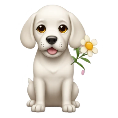 dog with flower sticker