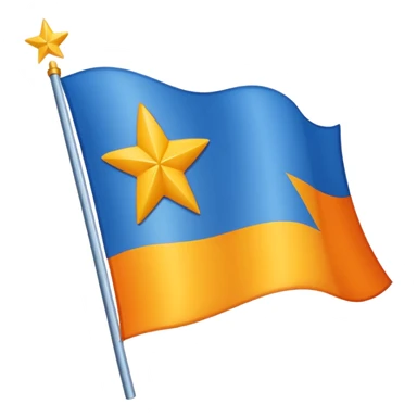  Flag Emoji, as a horizontal duo color, blue on top, orange on the bottom, and in between the two colors, there are 12 small, yellow, 5-pointed stars, running along the border of the two colors. Add one extra 5-pointed yellow star, but make it big, and directly in the middle of the flag. sticker