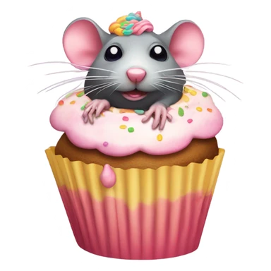 A ugly Rat in a cupcake while eating the cupcake  sticker