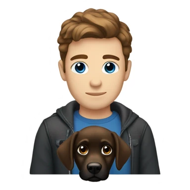 Brown hair blue eyes man holding black lab sticker