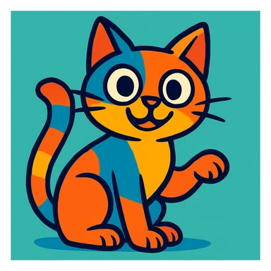 a cat, vibrant toon style illustration sticker