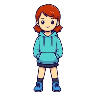 Cute redhead girl full body sticker