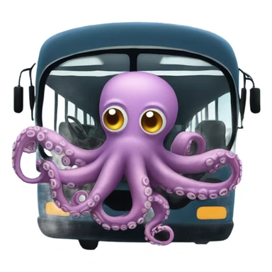Octopus driving a bus sticker