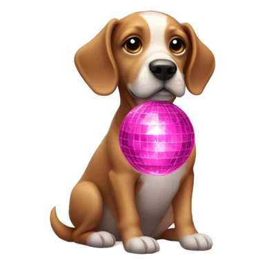 Dog with pink disco ball sticker