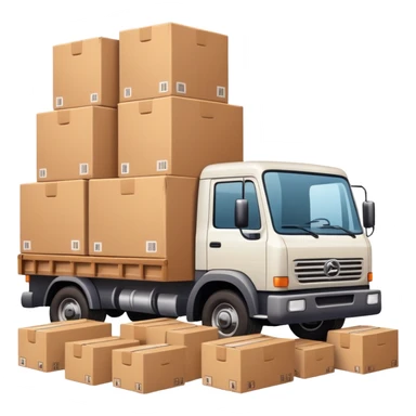 truck with cargo area full of boxes sticker