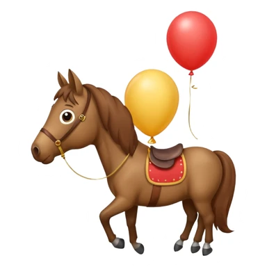 A horse inhaling a balloon sticker