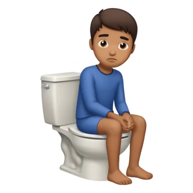 a brown boy sitting on a toilet with strained face sticker