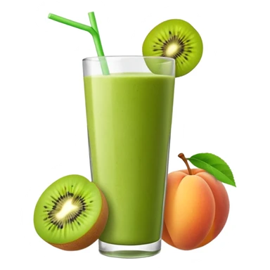 smoothie with peaches and green kiwi sticker