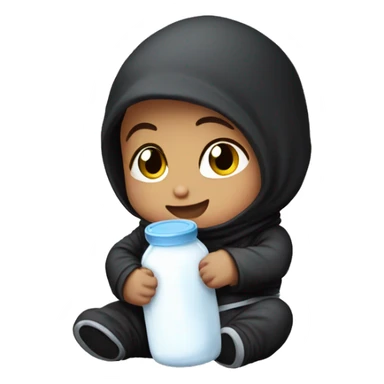 baby ninja with milk bottle sticker
