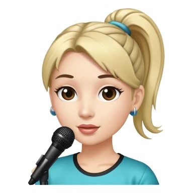 pop star with ponytail and microphone sticker
