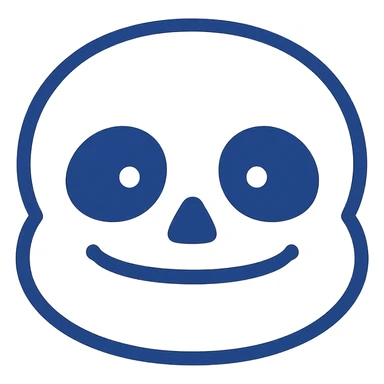 Show only Sans's face, no background, keep flat blue illustration style sticker