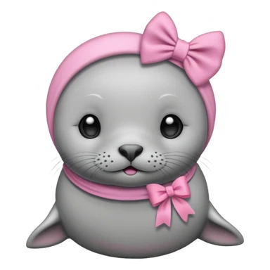 cute Seal with a pink bow on her head like a ribbon sticker