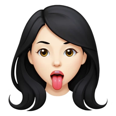 femme longs cheveux noire peau claire qui en tirant la langue sticker