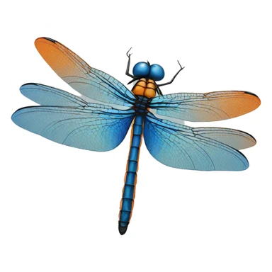 Orange blue dragonfly sticker