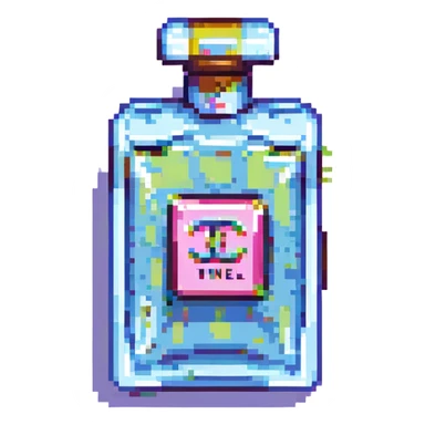 Chanel perfume bottle in a pixel art style, retro video game look sticker