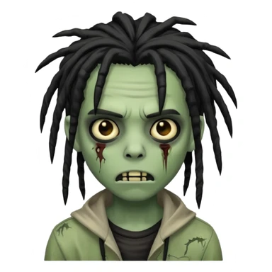 boy zombie with black dreadlocks, emo style, expressive face sticker