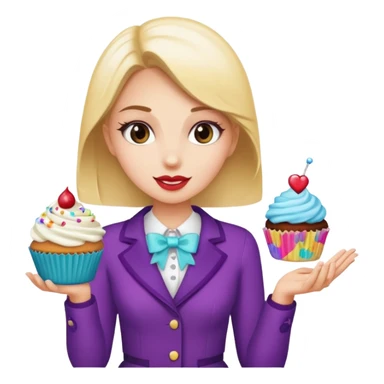 make a elegant girl with a ticket in her hand that says 10 precent off, and in the other had put a cupcake sticker