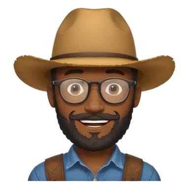 bearded black cowboy with glasses sticker