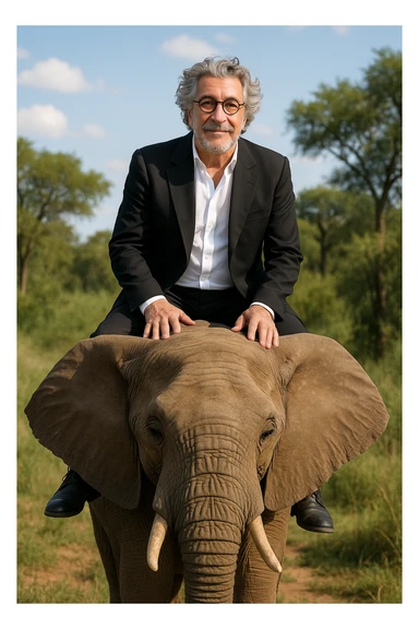 Alain chabat sur un éléphant  sticker