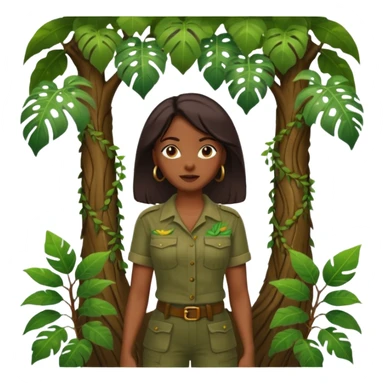 an woman with jungle tree sticker