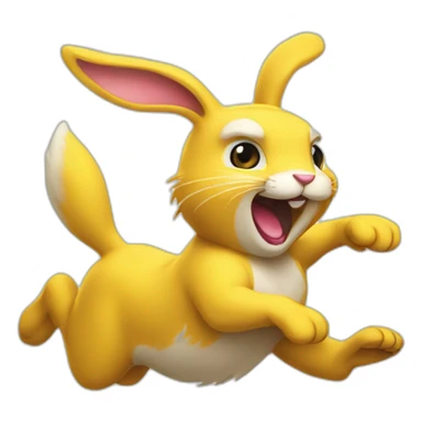 fierce looking yellow bunny running to the right sticker