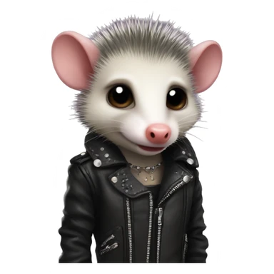 Punk opossum in a leather spiked jacket sticker