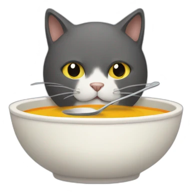 cat eating soup sticker
