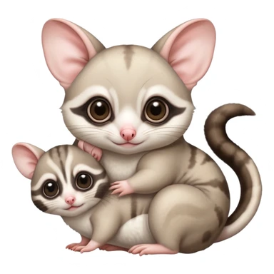 Fat and cute Japanese sugar glider  white. A mom anda a baby one very fat and cute sticker
