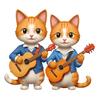 one happy cat dressed as a musician in love with another happy cat dressed as an artist sticker
