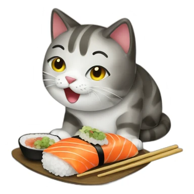 cat-eating-sushi sticker