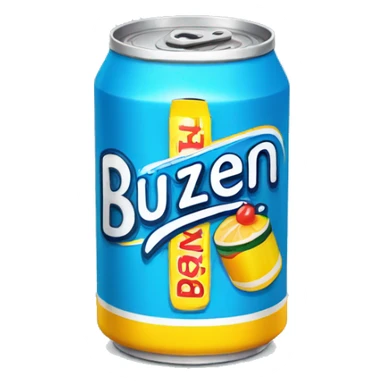 soda can with the word buzzen on it sticker