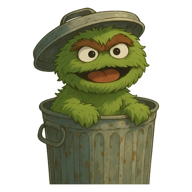 ghibli style Oscar the Grouch sticker
