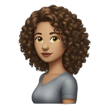 She-brunette-curly hair-Featureless sticker