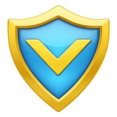 blue shield with neon yellow check mark sticker