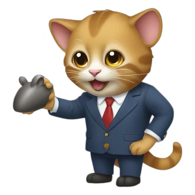 un chat sur macron qui mange une souris sticker