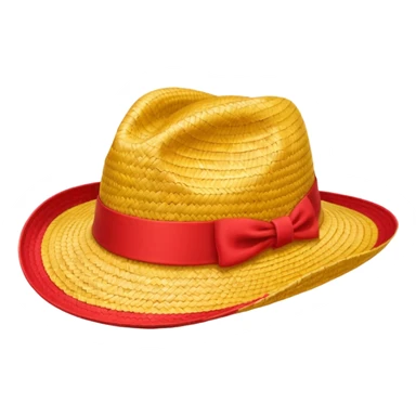 Straw hat  yellow and red sticker